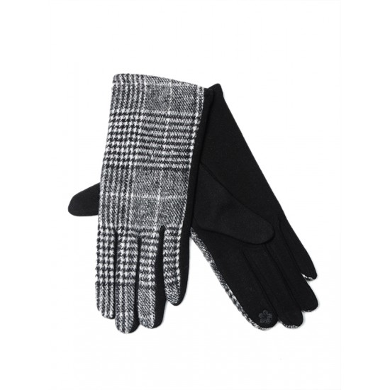 CHECK GLOVES WITH SUEDE SINGLE COLOUR SIDE
