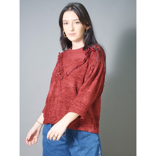 KNITTED BLOUSE WITH FRILLS