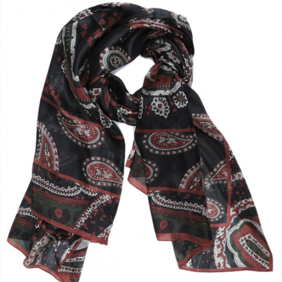 THIN PRINTED SCARF WITH PAISLEY PRINT