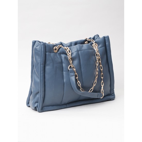 QUILTED PU BAG WITH CHAIN HANDLES