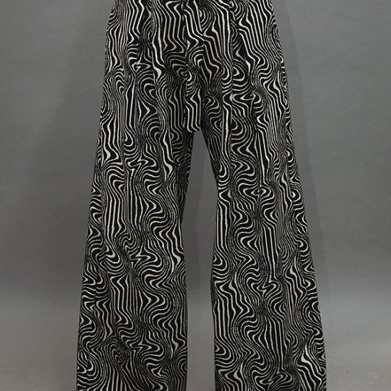 WIDE PRINTED TROUSERS WITH BELT AT WAIST