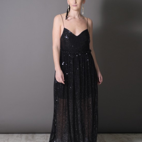 STRAPPY EVENING DRESS WITH SEQUINS