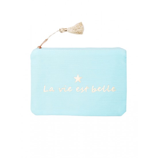 SINGLE-COLORED PURSE WITH WRITING